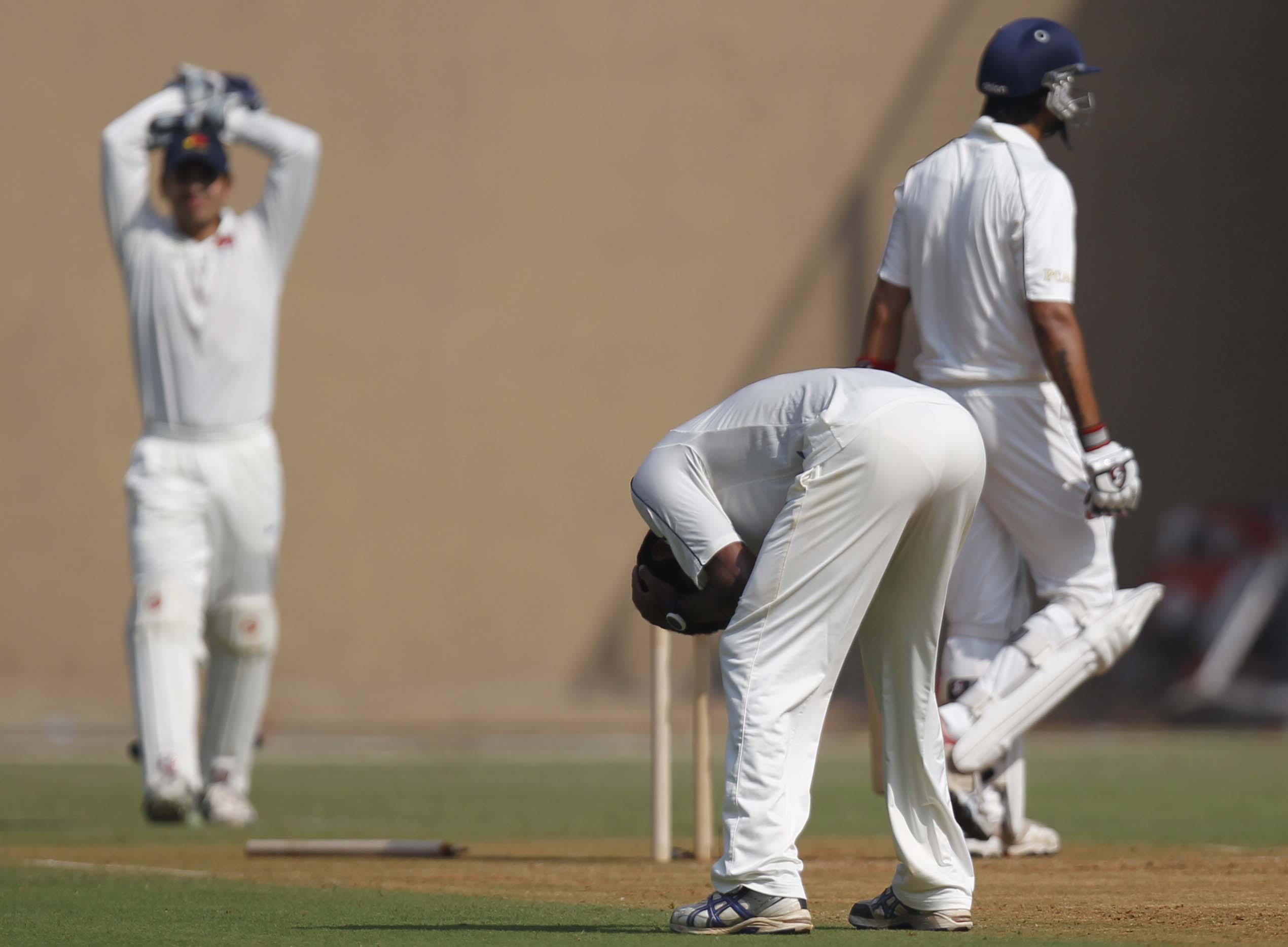 Twitter reacts to infuriated batsman standing ground as umpire does 'Mbappe celebration' after wrong decision