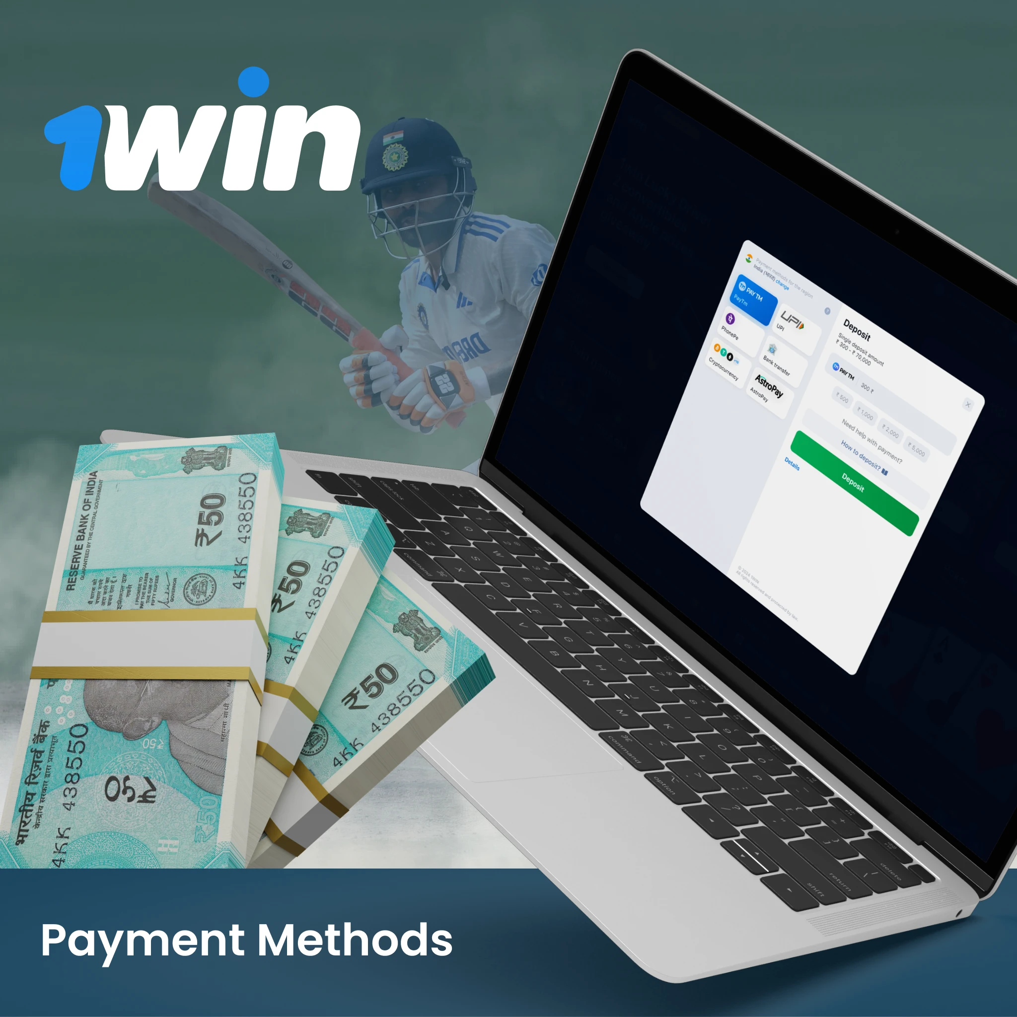 Bookmaker offers a lot of 1Win deposit and withdrawal options that players from India can use.