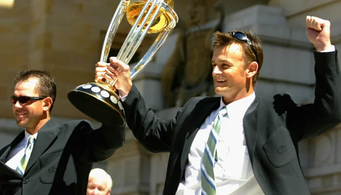 Adam Gilchrist with the ICC ODI World Cup 2007.