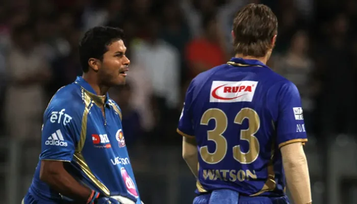 Aditya Tare mocking Shane Watson after winning the match against Rajasthan Royals.