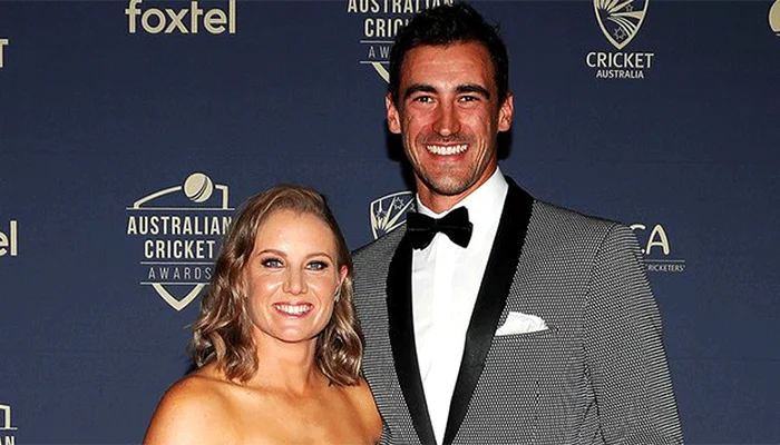 Alyssa Healy with her husband Mitchell Starc at the Australian Cricket Awards.