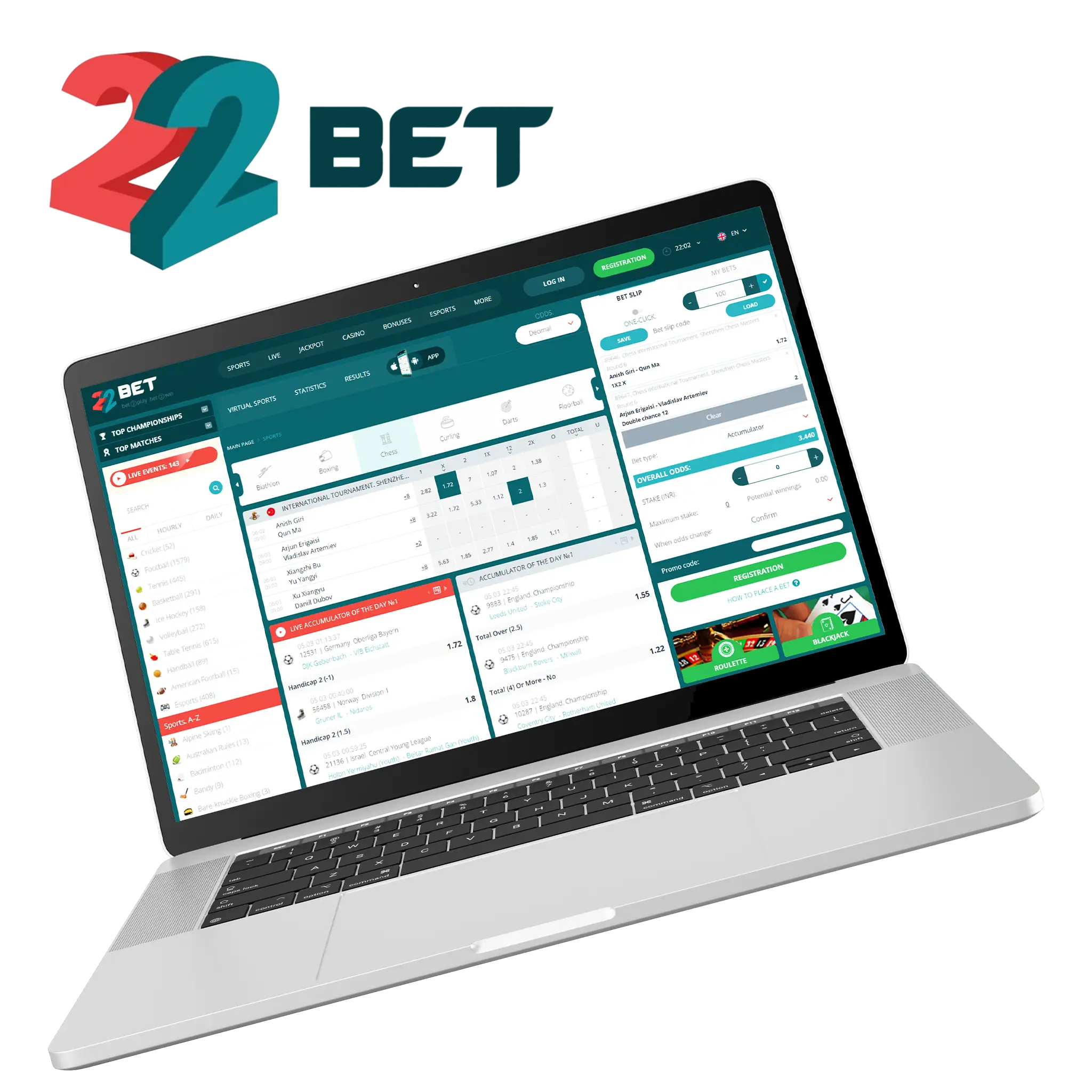 22bet is a fully licensed and legal for online chess betting in India.