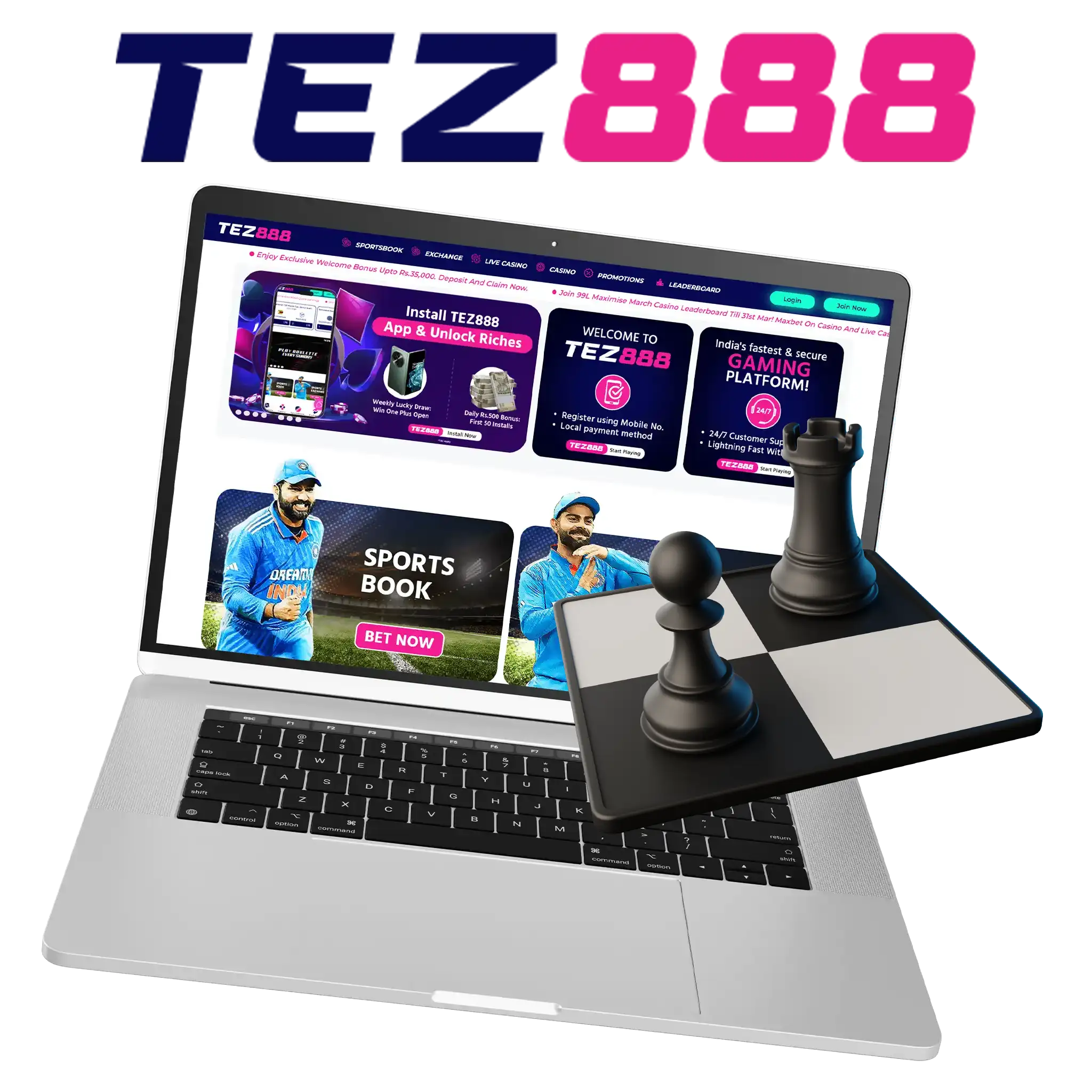 Tez888 supports Hindi language for convenient chess betting.