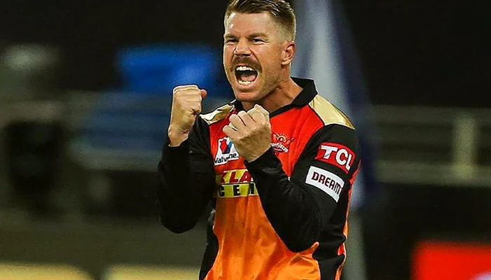 David Warner during an IPL match for Sunrisers Hyderabad.