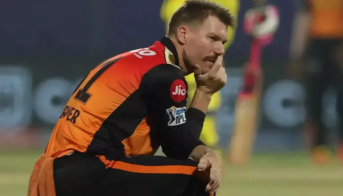 David Warner during the match against Chennai Super Kings in the IPL 2021.