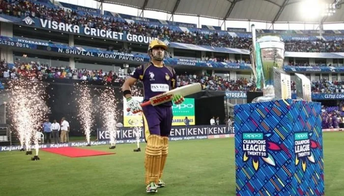 Gambhir coming out to bat in the CLT20.