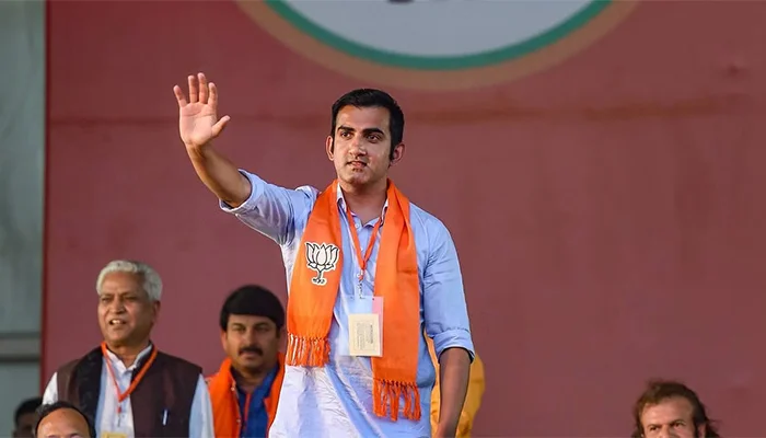 Gautam Gambhir attending a political event before the election.