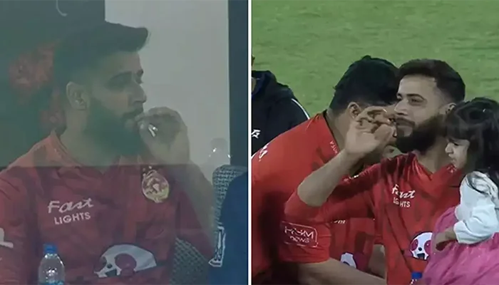 Imad Wasim’s cigarette celebration in the PSL Finals season 9.