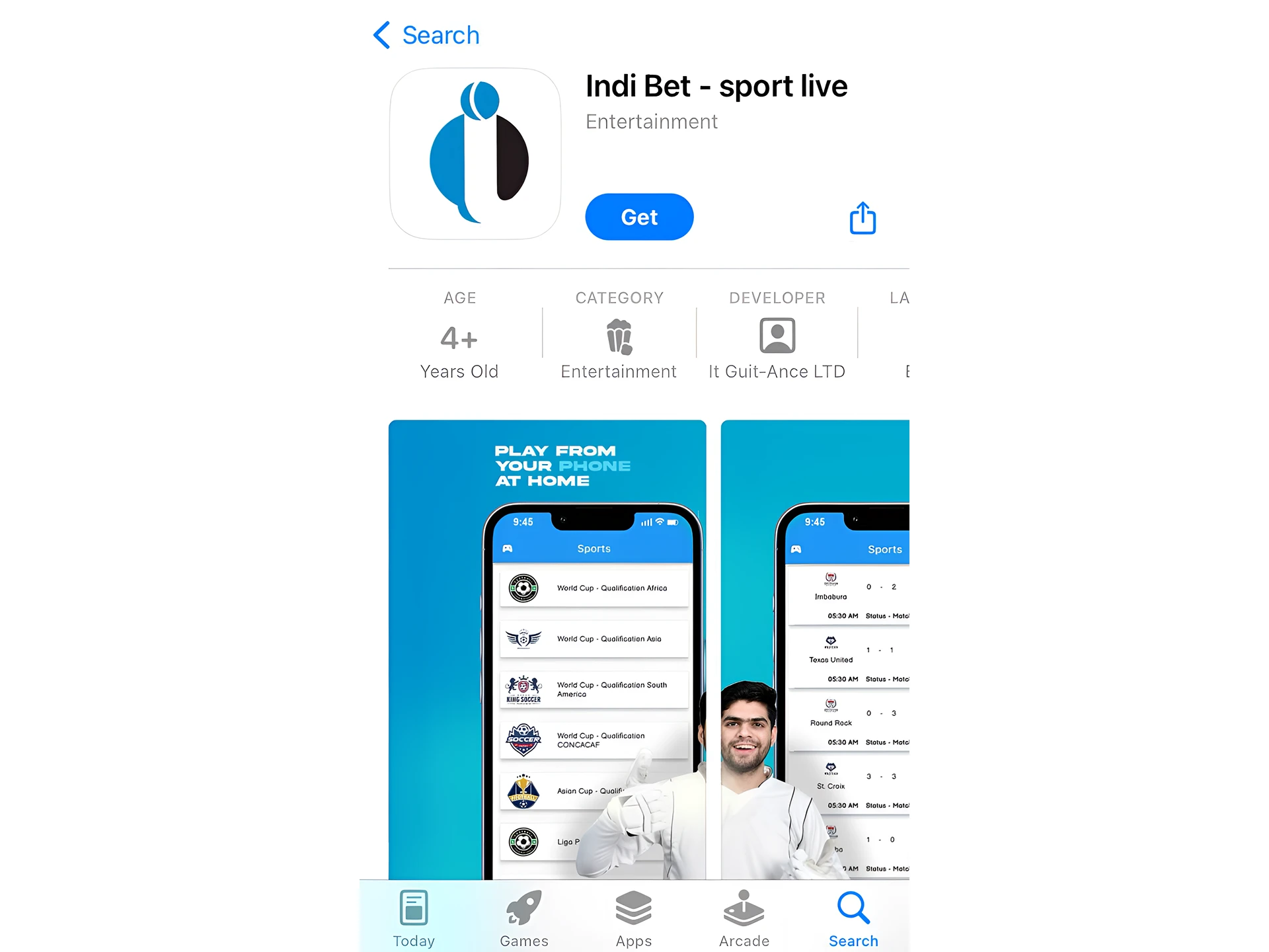 Browse the App Store to find the Indibet app.