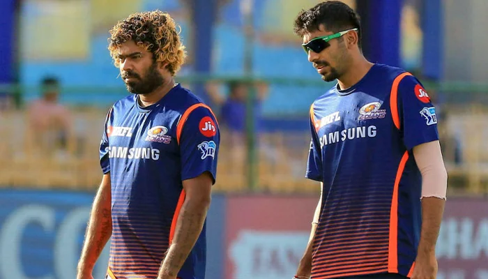 Jasprit Bumrah and Lasith Malinga in the practice sessions.