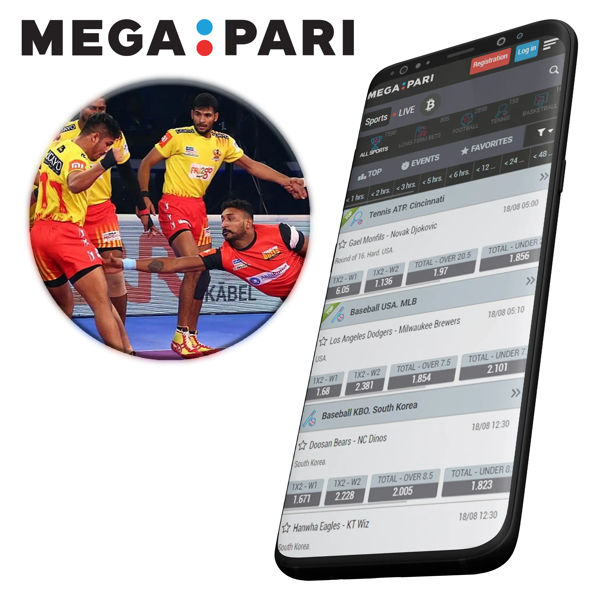 Online kabaddi betting is available for Megapari app users.