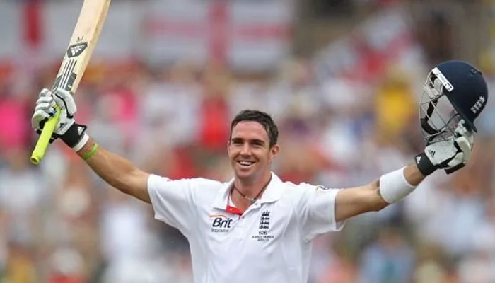 Kevin Pietersen celebrates after scoring a century in the Ashes.