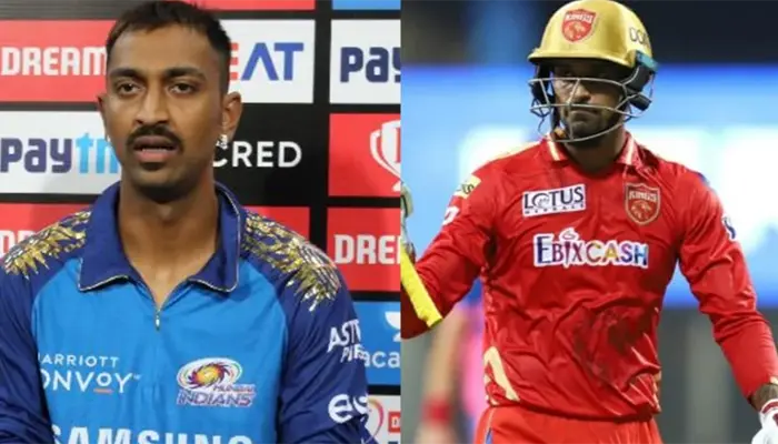 Krunal Pandya in the Mumbai Indian jersey and Deepak Hooda in the Punjab Kings jersey in IPL 2021.