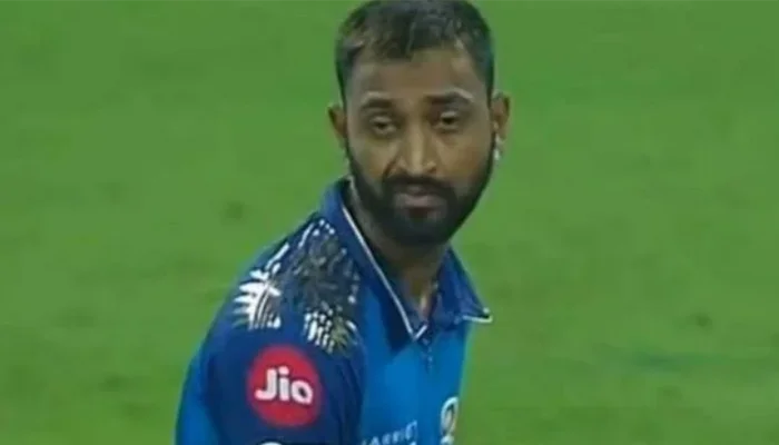 Krunal Pandya’s expression during the game against Rajasthan Royals.