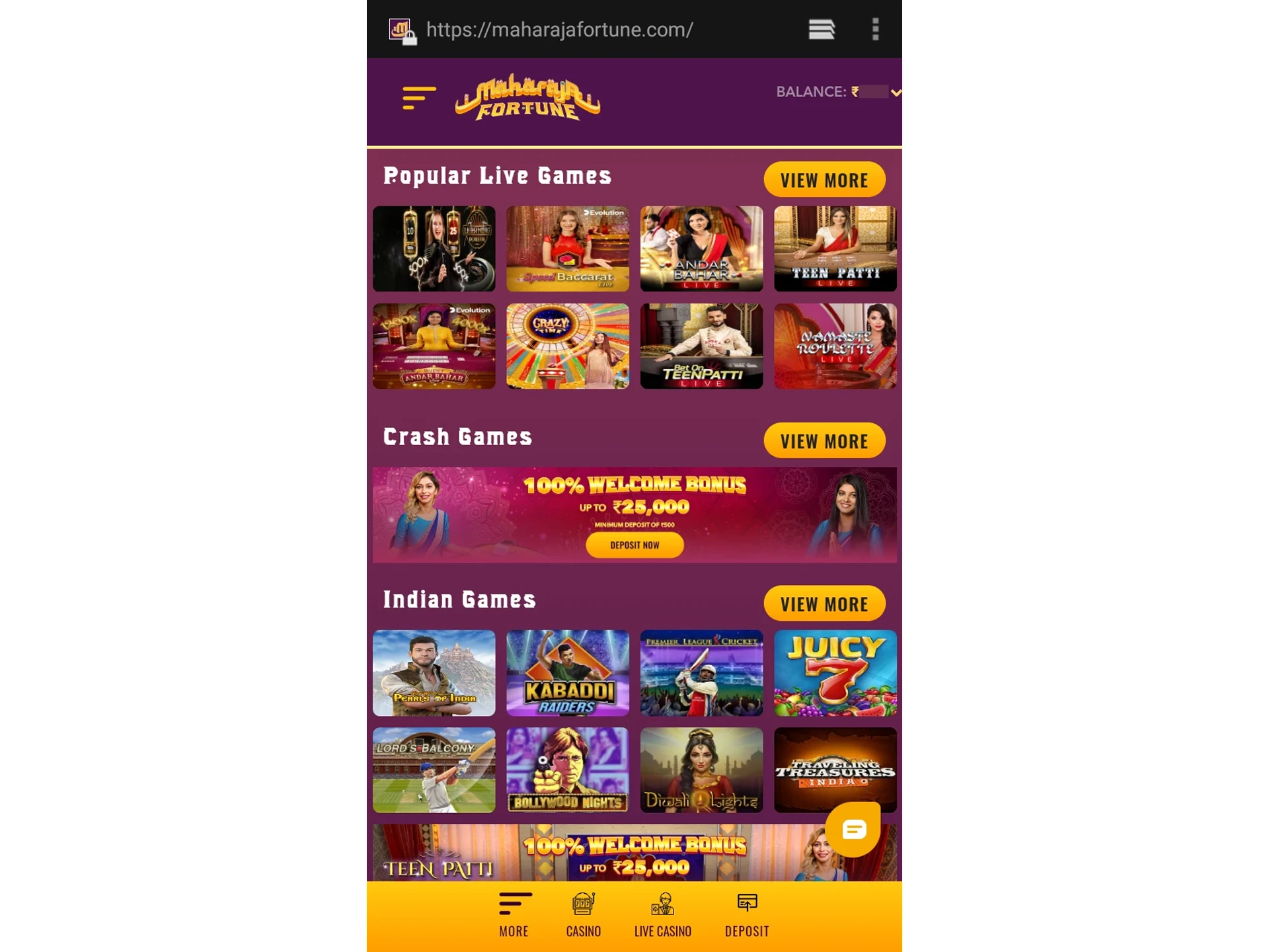 Check out the casino games at Maharaja Fortune.