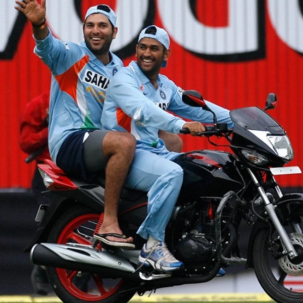 Mahendra Singh Dhoni and Yuvraj Singh were riding on a CBZ after the match.