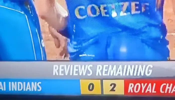 Mumbai Indians taking review even after no review left.