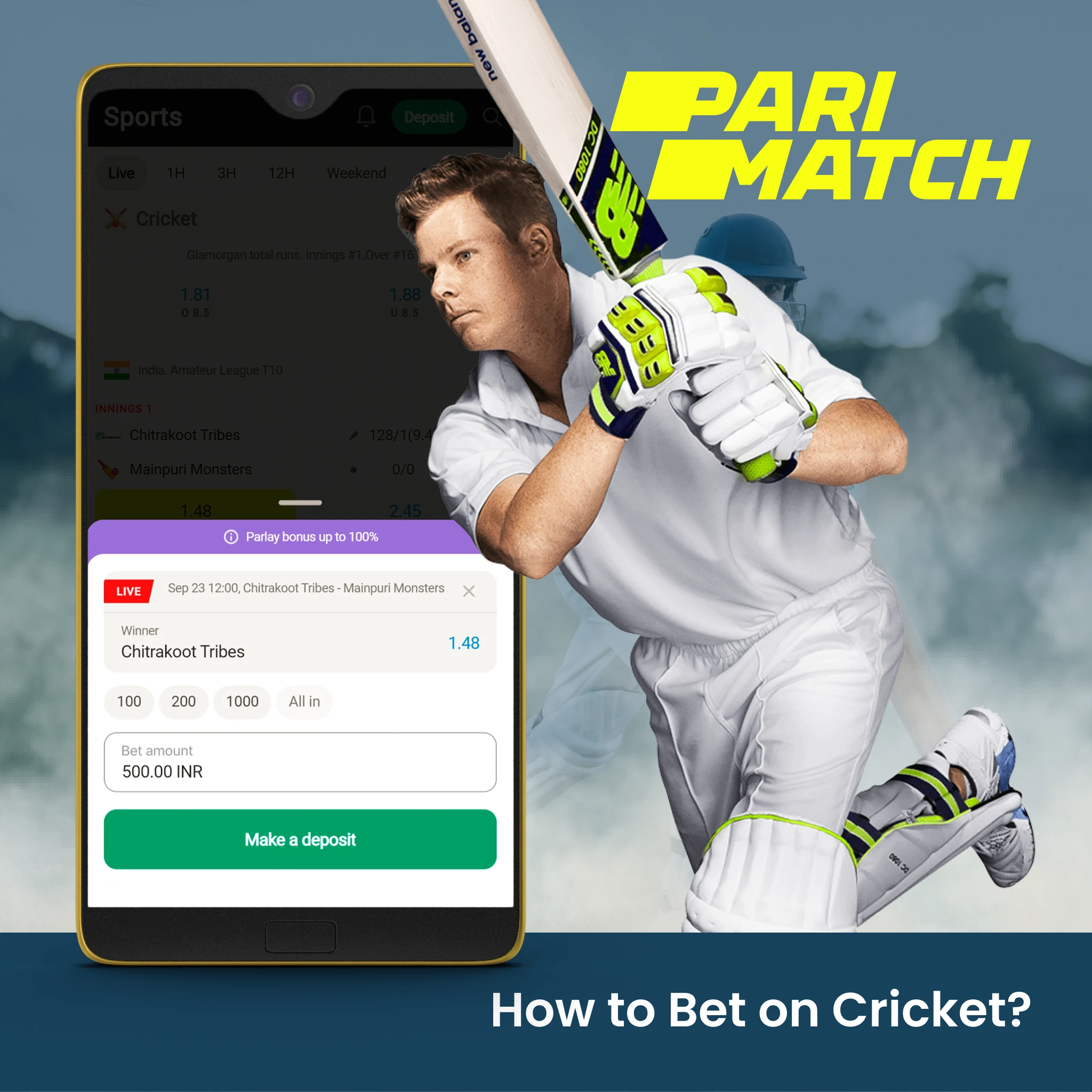 We tell you how to bet on cricket in the Parimatch betting app.