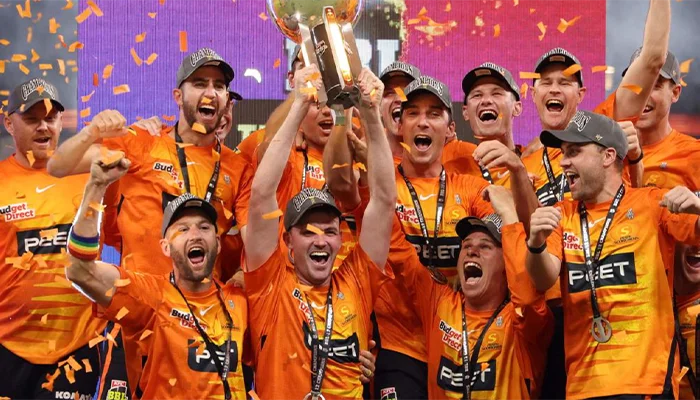 Perth Scorchers celebrating after winning BBL Title.