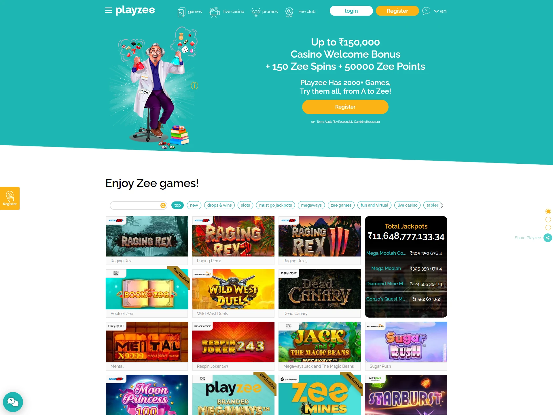 Access to the Playzee web site.