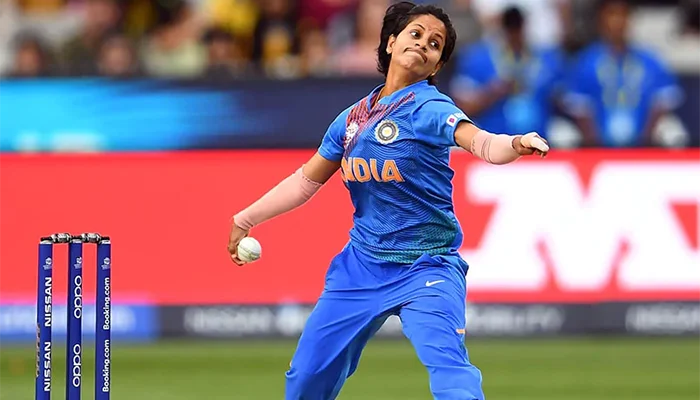 Poonam Yadav playing for Team India.