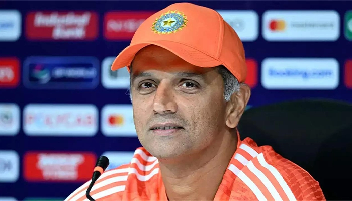 Rahul Dravid attending the press conference as the head coach of team India.