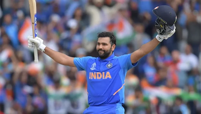 Rohit Sharma celebrating his century in the 2019 ODI World Cup game against South Africa.