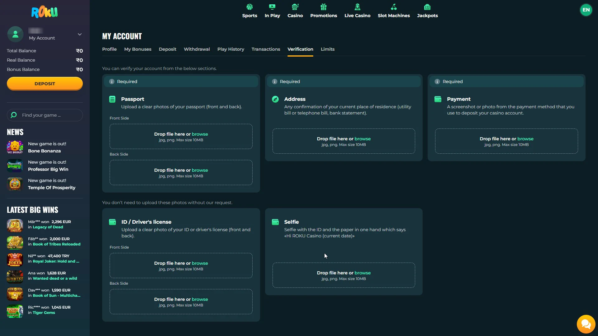 Go through the verification process on the Rokubet website.