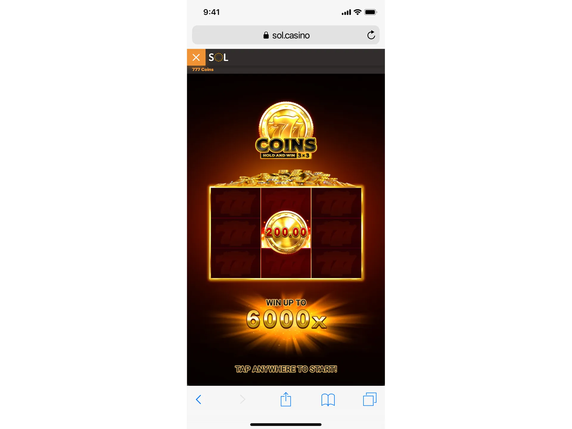 Play on the SOL casino website.