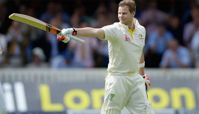 Steve Smith celebrates after scoring a century in the Ashes 2015.