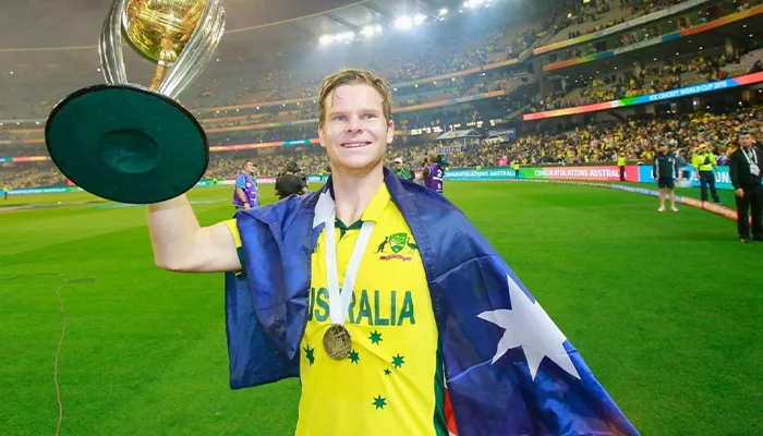 Steve Smith with the ICC ODI World Cup 2015.