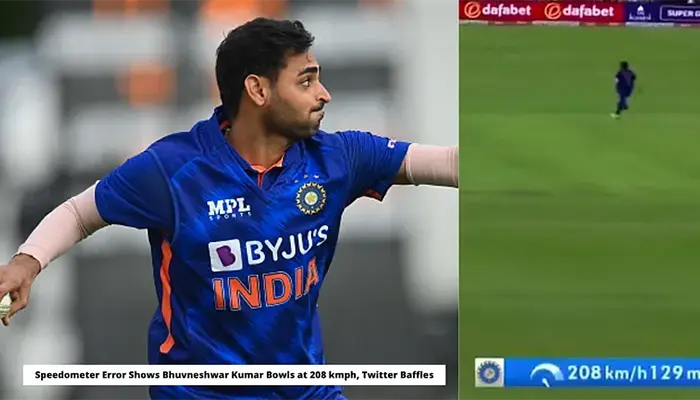 The speedometer showed Bhuvneshwar Kumar’s delivery speed wrong on the big screen.