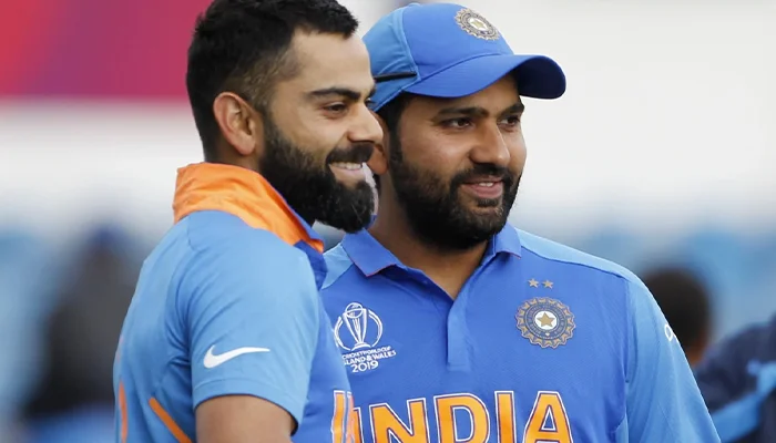 Virat Kohli and Rohit Sharma during the 2019 ODI World Cup.